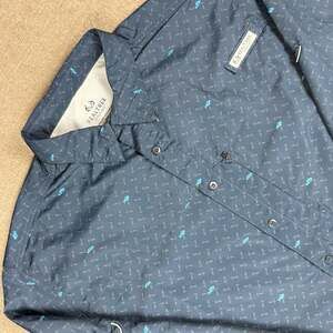 RealTree Fishing Men's Long Sleeve Button-Up Shirt with Anchor and Fish Print